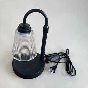 Black Table Lamp with Textured Glass Shade